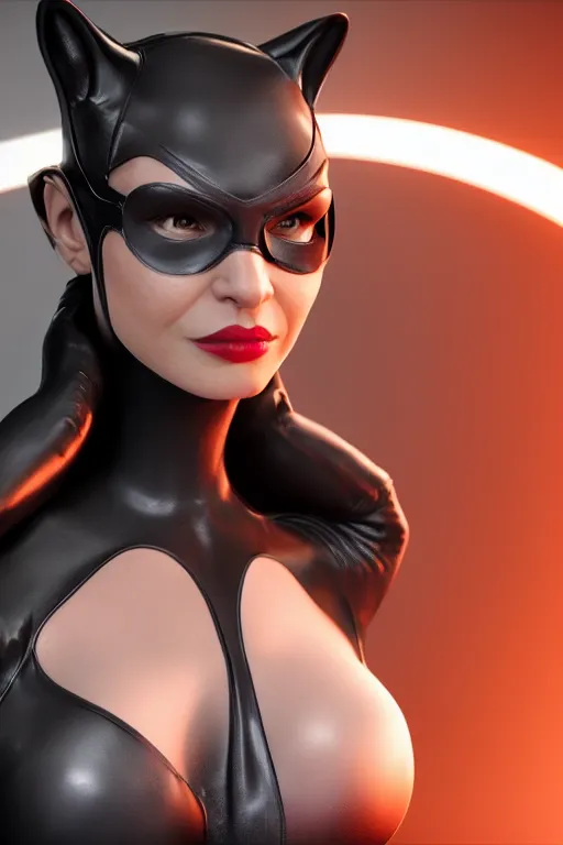 Prompt: 3d render of Catwoman, headshot, photorealistic, concept art, finalRender, octane, Unreal Engine