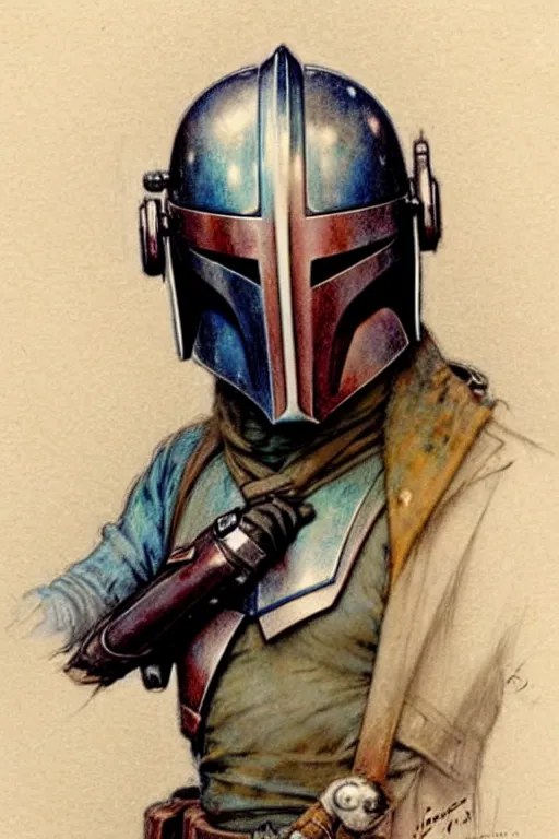 Prompt: (((((1950s mandolorian . muted colors.))))) by Jean-Baptiste Monge !!!!!!!!!!!!!!!!!!!!!!!!!!!