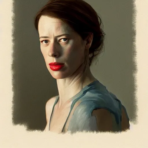 Image similar to rebecca hall portrait by edward hopper and james gilleard, zdzislaw beksinski, highly detailed