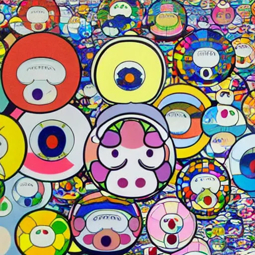 Image similar to planets, takashi murakami art style