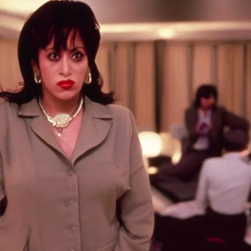 Prompt: a film still of jolyne cujoh from jojo in Pulp Fiction(1994)