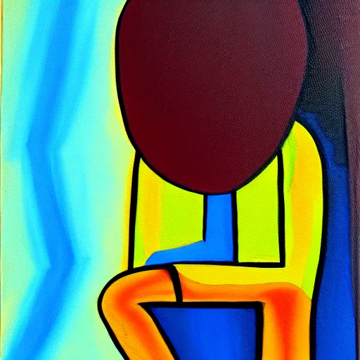 Prompt: abstract illustration of mental illness, oil painting on canvas, isolation, loneliness