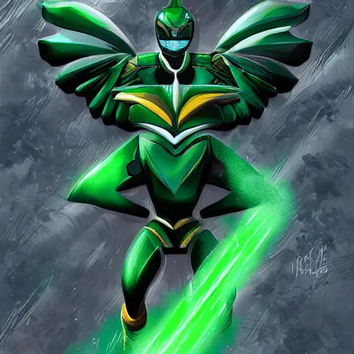 Image similar to power rangers green dragonzord by mad dog jones, android jones and lisa james