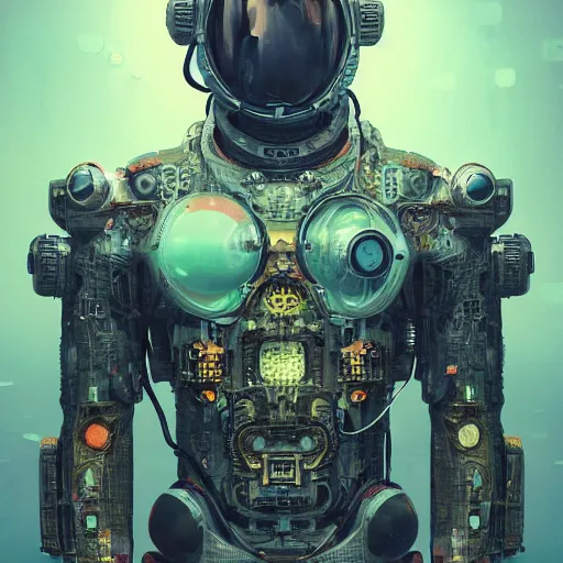 Image similar to hyperrealistic portrait of a squid monster astronaut, full body portrait, well lit, intricate abstract. cyberpunk, intricate artwork, by Tooth Wu, wlop, beeple. octane render,in the style of Jin Kagetsu, James Jean and wlop, highly detailed, sharp focus, intricate concept art, digital painting, ambient lighting, 4k, artstation