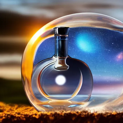 Prompt: Space in a bottle