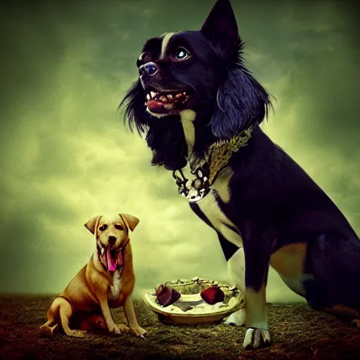 Prompt: a dog vampire, photomanipulation