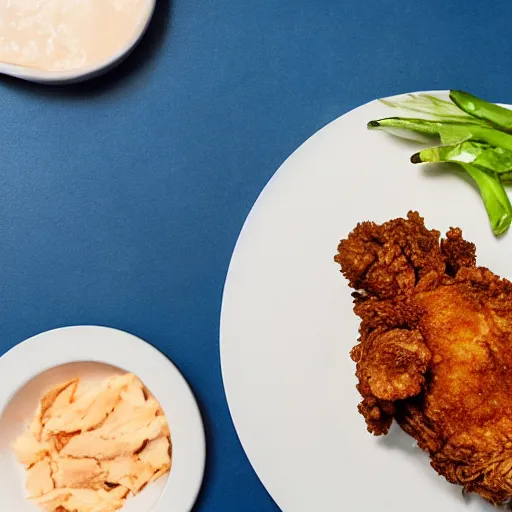 Image similar to half eaten perfect fried chicken