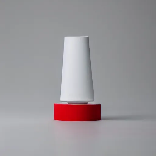 Prompt: an ultra high definition professional studio photograph, 5 0 mm f 1. 4 iso 1 0 0. the photo is set in a plain white room with a plain white plinth centrally located. the photo depicts an object on the plinth. the object is a cup. the cup is red.