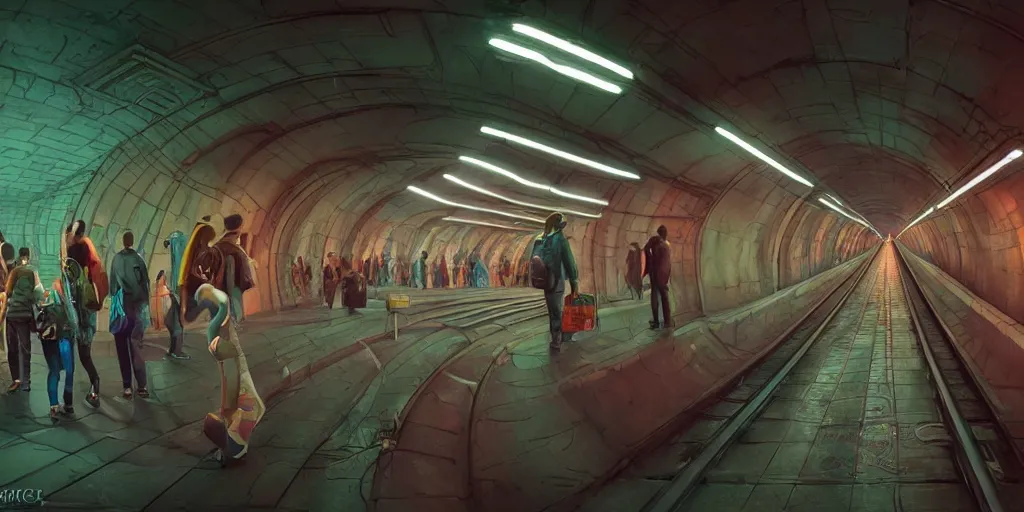 Prompt: a subway tunnel full of aliens, realistic, extremely detailed, sharp focus, wide view, smooth, digital illustration, intense colors, octane render, unreal engine 6, ray tracing, by james jean, by rossdraws, by frank franzzeta, by mcbess, by sakimichan, by brosmin, by danton fadeev, by steve simpson