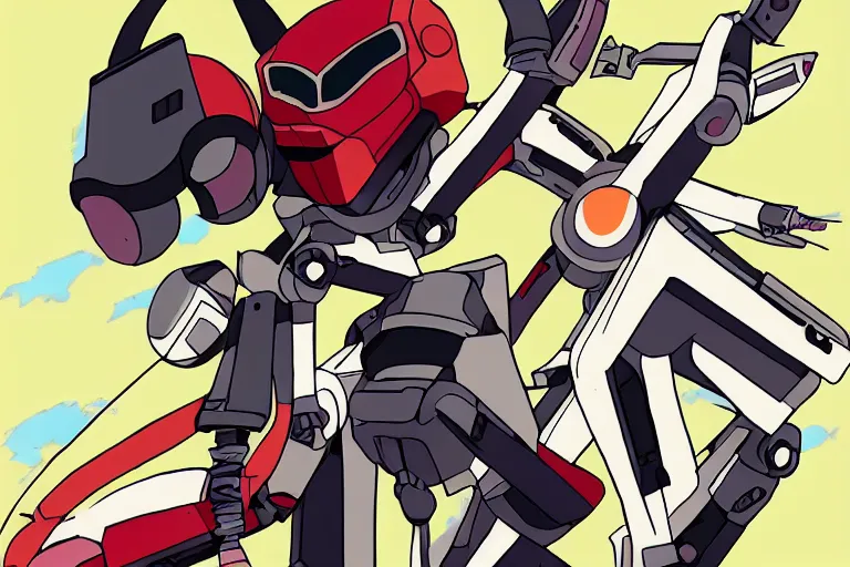 Prompt: demonic robot, in the style of FLCL (2000)