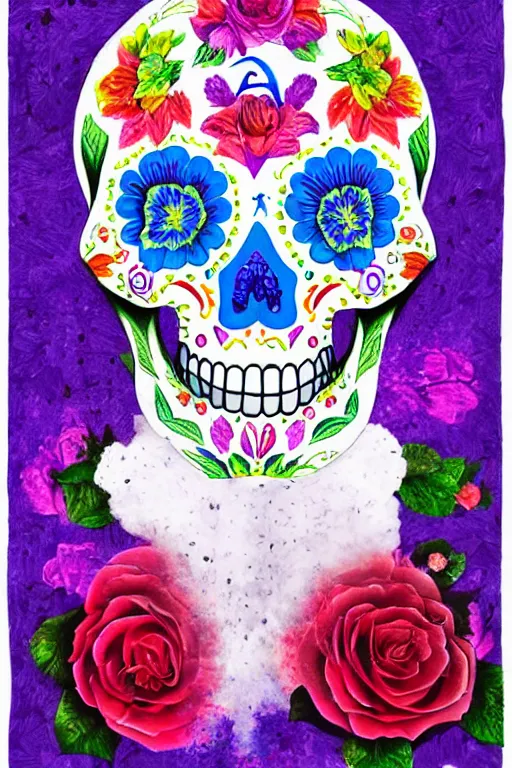 Prompt: Illustration of a sugar skull day of the dead girl, art by gabriel dawe