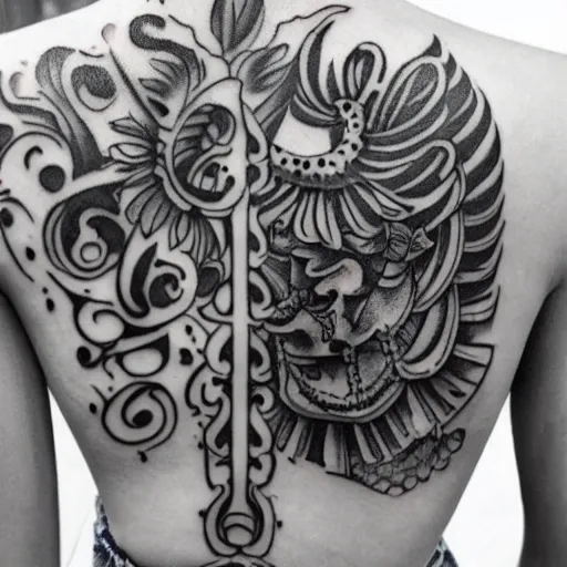 Image similar to a tattoo written in text ( sanskar ) in body of beautiful women by famous tattoo artist black and white 8 k