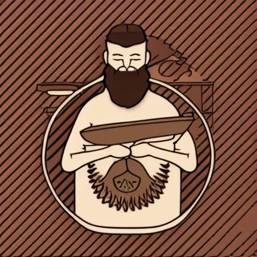 Image similar to bearded man turns bowl using woodlathe, vector art