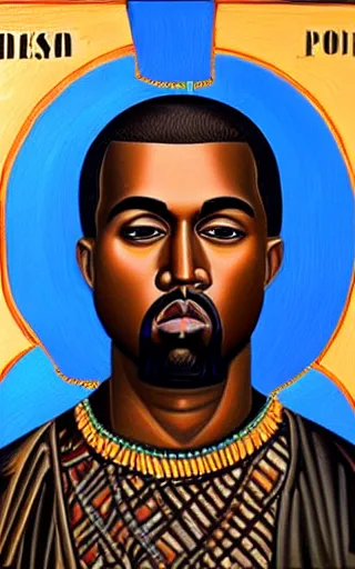Prompt: kanye west orthodox icon, oil painting, 1 5 th century