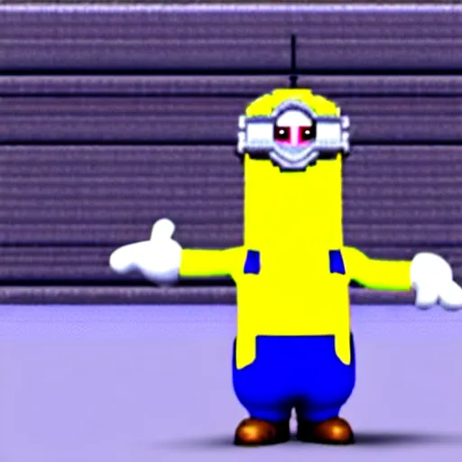 Image similar to A minion in super mario 64