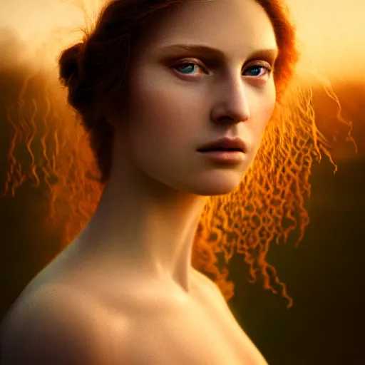 Image similar to photographic portrait of a stunningly beautiful renaissance priestess female in soft dreamy light at sunset, contemporary fashion shoot, by edward robert hughes, annie leibovitz and steve mccurry, david lazar, jimmy nelsson, breathtaking, 8 k resolution, extremely detailed, beautiful, establishing shot, artistic, hyperrealistic, beautiful face, octane render