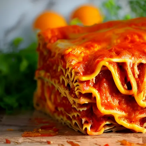 Image similar to orange cat covered in lasagna, photo, detailed, 4k