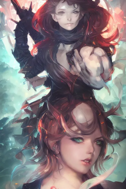 Image similar to manga cover art d & d, full body portrait, mixed media, seductive look, chromatic aberration, hyper realistic, highly detailed, headshot, digital painting, trending on artstation, concept art, sharp focus, illustration, art by artgerm and greg rutkowski and ayami kojima