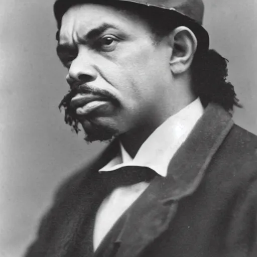 Prompt: ice - t, iced tea with a straw, by julia margaret cameron 1 8 8 0 s, realistic, body shot, sharp focus, 8 k high definition, insanely detailed, intricate, elegant