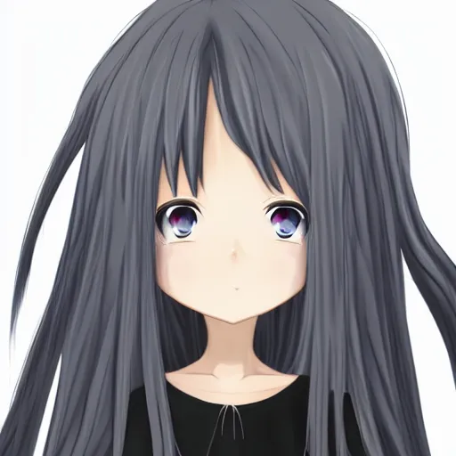 Image similar to shy anime girl with long gray hair