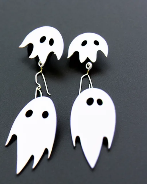 Prompt: cute funny ghost, 2 d lasercut earrings, concept art, trending on artstation, trending on deviantart