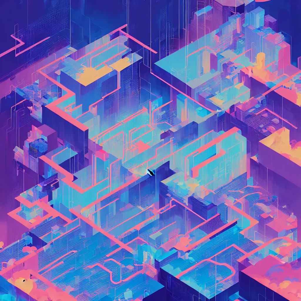 Image similar to illustration of a data-center architecture schema, connector, firewall, cloud, security, datastream or river, painting by Jules Julien, Leslie David and Lisa Frank and Peter Mohrbacher and Alena Aenami and Dave LaChapelle muted colors with minimalism