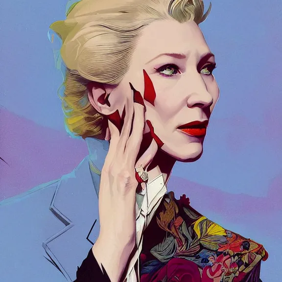 Image similar to cate blanchett, by Sachin Teng + Karol Bak + Rolf Armstrong