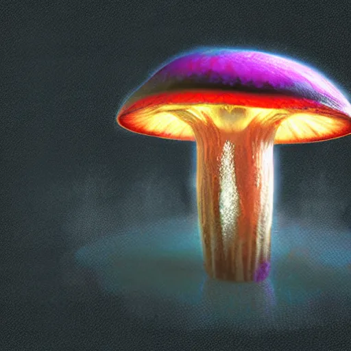 Image similar to mushroom ufo logo on black background, 3d, trippy glitched digital art, artstation, cgsociety