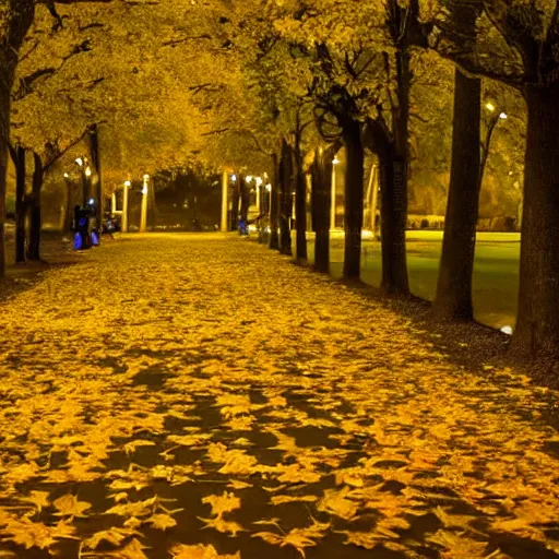 Image similar to Autumn night, Full moon,path surrounded by trees with yellow leafs, beautiful