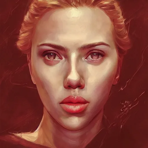 Image similar to detailed portrait of scarlett johansson as young nadezhda krupskaya, colourised, face portrait, epic, tragic, military art, fantasy, dieselpunk, hd shot, digital portrait, beautiful, artstation, comic style, by artgerm, guy denning, jakub rozalski, magali villeneuve and charlie bowater