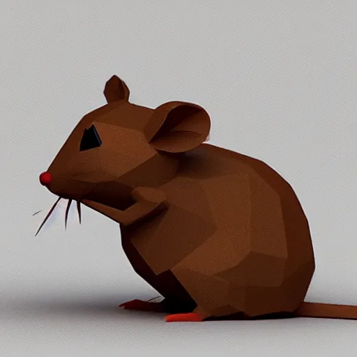 Image similar to low quality spinning rat, 3d low poly, captioned