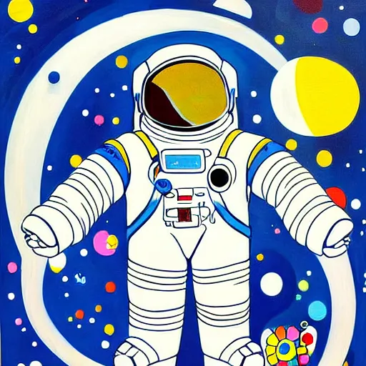 Prompt: astronaut painting by takashi murakami