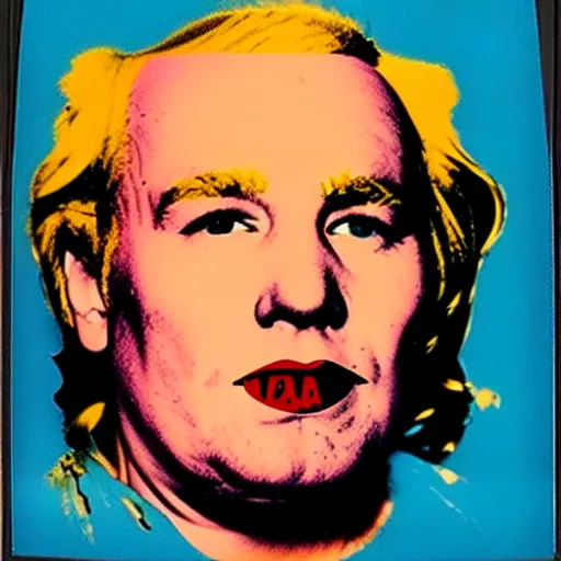 Prompt: color polaroid portrait of a fat man by andy warhol.