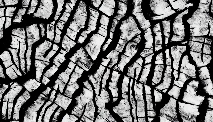 Image similar to petrified forest national park arizona in the style of bernie wrightson geode aesthetic abstract horror black and white