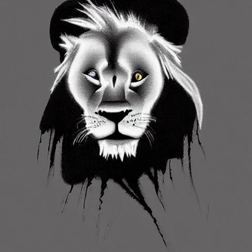 Image similar to once upon a time there were little lions that became black and white drawing to paint in crayon