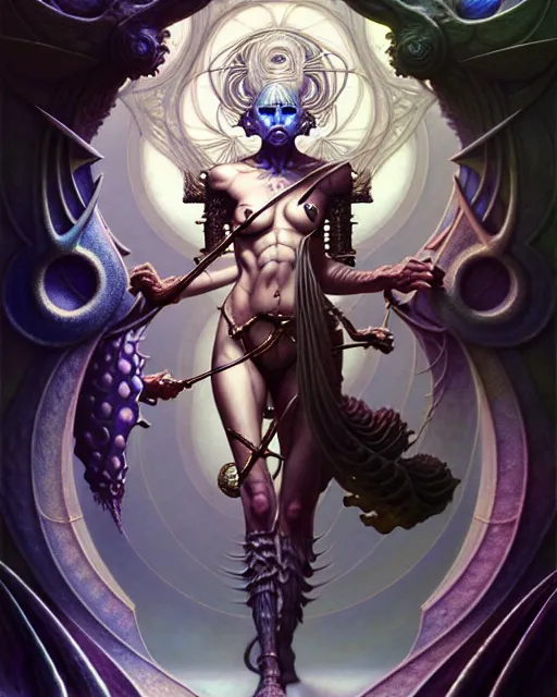 Image similar to strength the tarot card, fantasy character portrait made of fractals, ultra realistic, wide angle, intricate details, the fifth element artifacts, highly detailed by peter mohrbacher, hajime sorayama, wayne barlowe, boris vallejo, aaron horkey, gaston bussiere, craig mullins