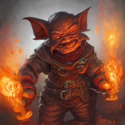 Prompt: a detailed goblin pyromancer, by justin gerard and jesper ejsing, digital art, realistic painting, dnd, character design, trending on artstation