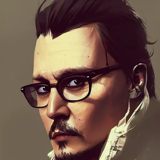 Image similar to “ portrait of johnny depp by greg rutkowski, young, attractive, highly detailed portrait, scifi, digital painting, artstation, concept art, smooth, sharp foccus ilustration, artstation hq ”