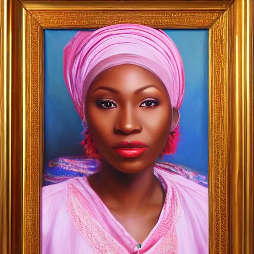 Prompt: portrait of a nigerian woman ( 3 5 ) from nigeria, an oil painting by ross tran and thomas kincade
