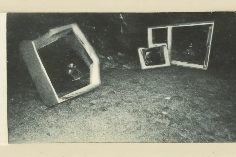 Prompt: old polaroid of an weird portal to another dimension