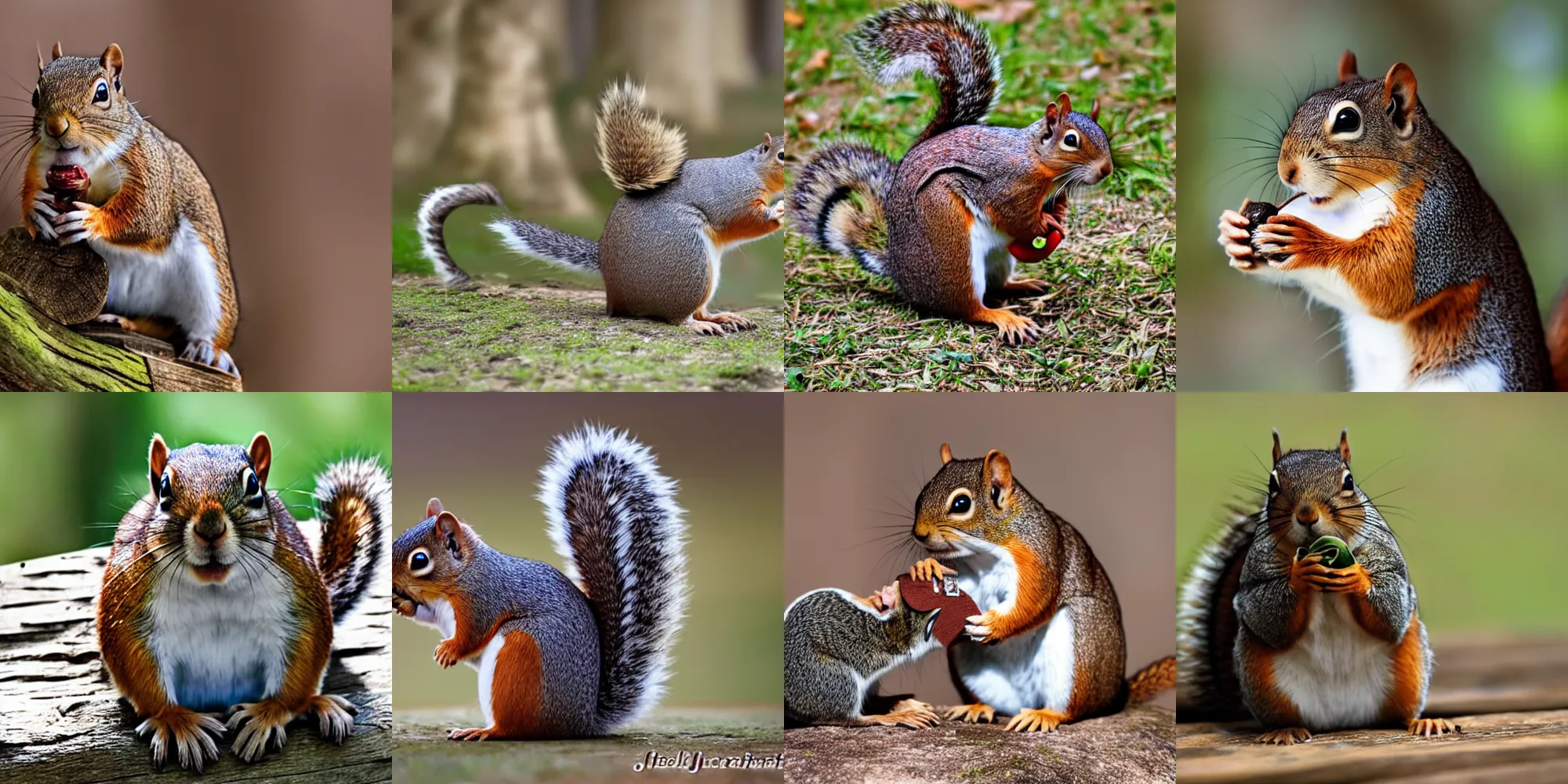 Prompt: jedi squirrel eating a jedi