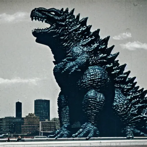 Image similar to godzilla resting in navy pier, chicago after destroying the city