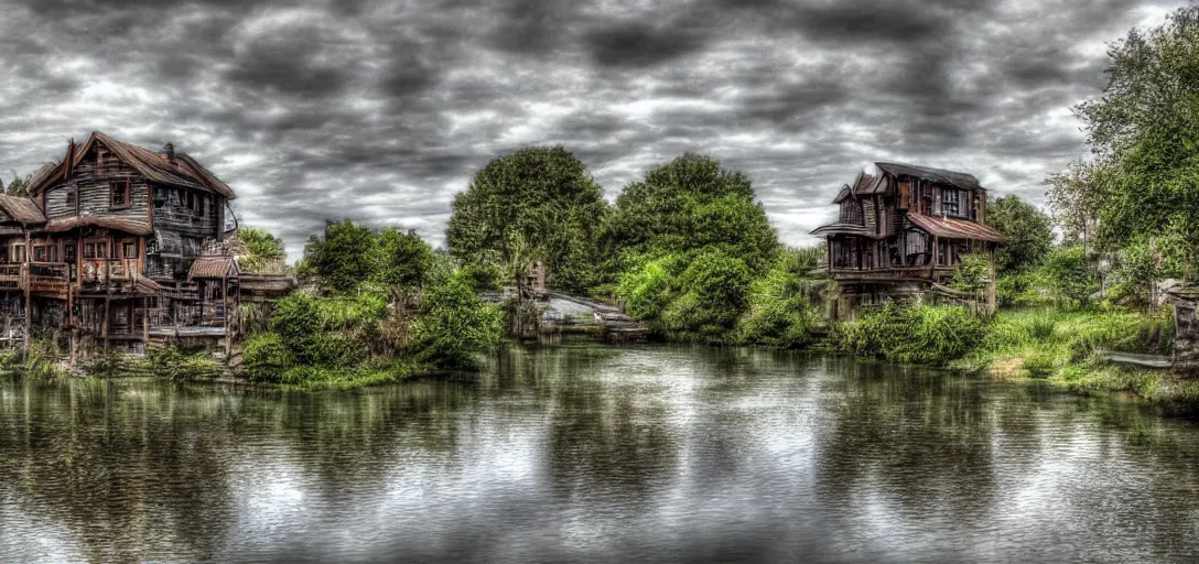 Prompt: house, river, steampunk, 8k, realistic, high definition, 10 bit colour, hdr