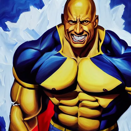 Prompt: an oil painting of dwayne johnson all might from my hero academia by artgerm, 4 k anime, middle ages, hd, hdr, ue 5, ue 6, unreal engine 5, third dimensional, 3 d, disney quality cinematic 4 k wallpaper, 8 k, ultra detailed, gta 5 cover art, high resolution, artstation, award winning