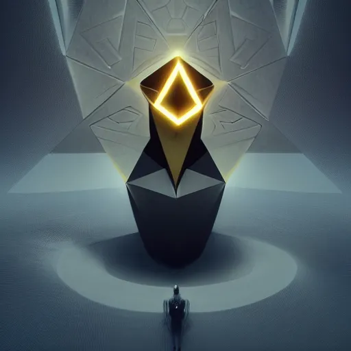 Prompt: isometric 3D of the ethereum symbol in gold and black by artgerm and greg rutkowski, alphonse mucha, cgsociety and beeple highly detailed, sharp focus, cinematic lighting, illustration, art, octane render, Unreal Engine Lumen, very coherent. cinematic, hyper realism, high detail, octane render, 8k