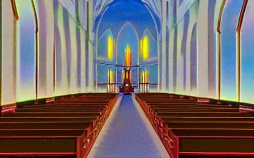 Image similar to an empty church, art by hayao miyazaki, studio ghibli film