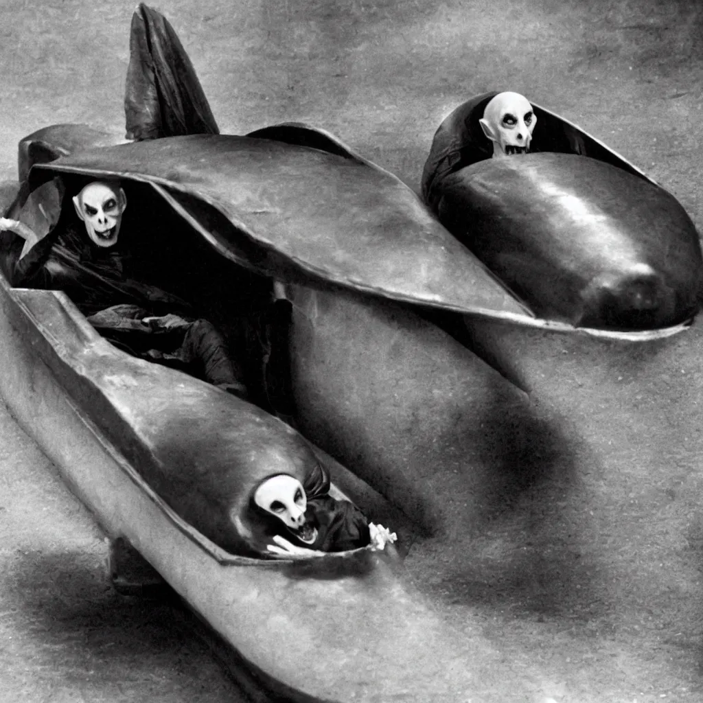 Image similar to nosferatu in a bobsleigh