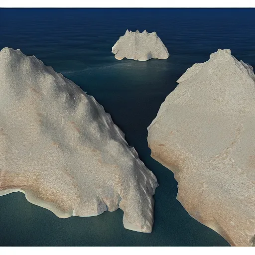 Image similar to desert islands surrounded by steep cliffs made out of glinting quartz and salt, 8k digital art