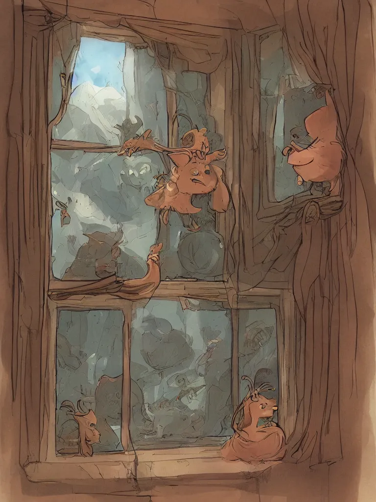 Prompt: waving through the window by disney concept artists, blunt borders, rule of thirds