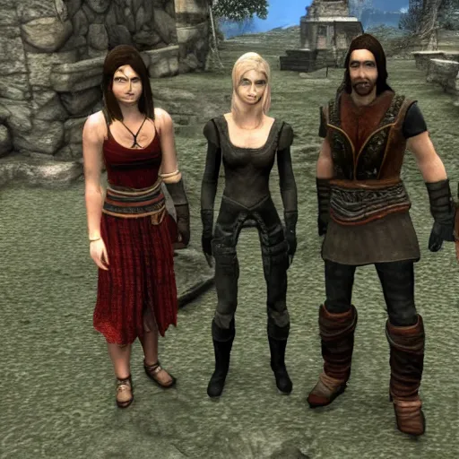 Image similar to the cast of friends in skyrim, 3 d graphics